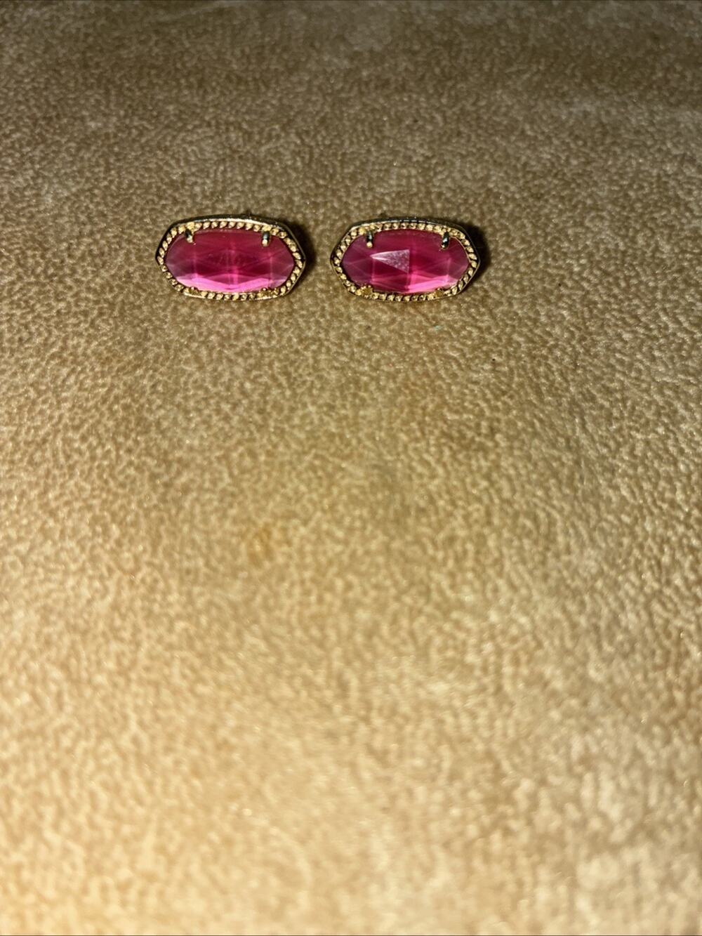 Kendra Scott Elle Stud Gold Plated Over Pink Azalea illusion Earrings New